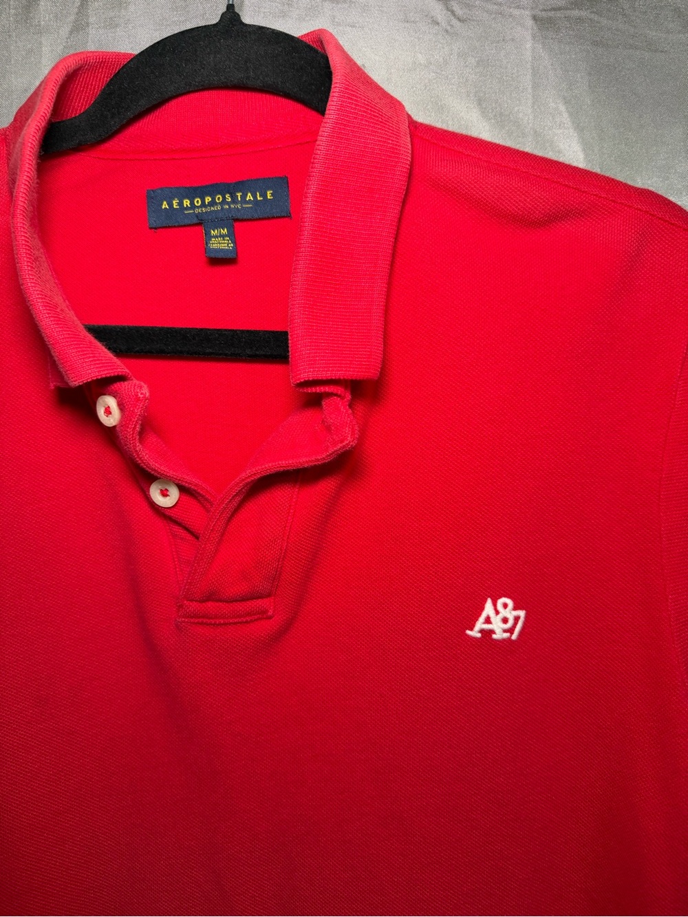 Aeropostale Mens Medium Red Polo Shirt Preppy Casual - Picture 2 of 4